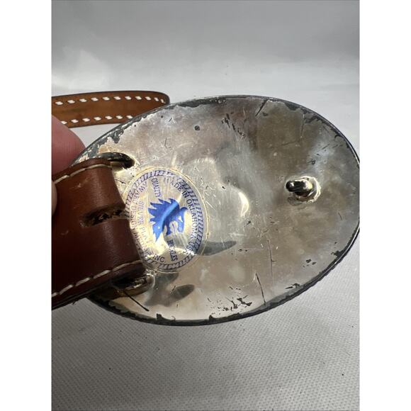 Silver Plated “END OF THE TRAIL” Indian Art Southwestern Belt Buckle Tooled Belt - Picture 6 of 11